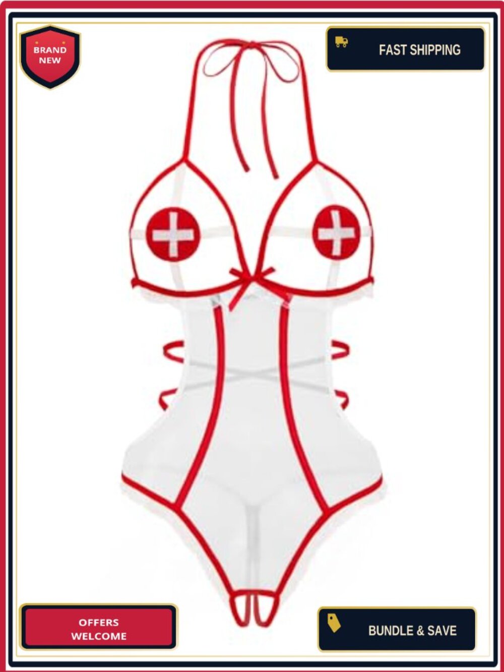 Avidlove Nurse Costume Lingerie Bodysuit Roleplay Outfit